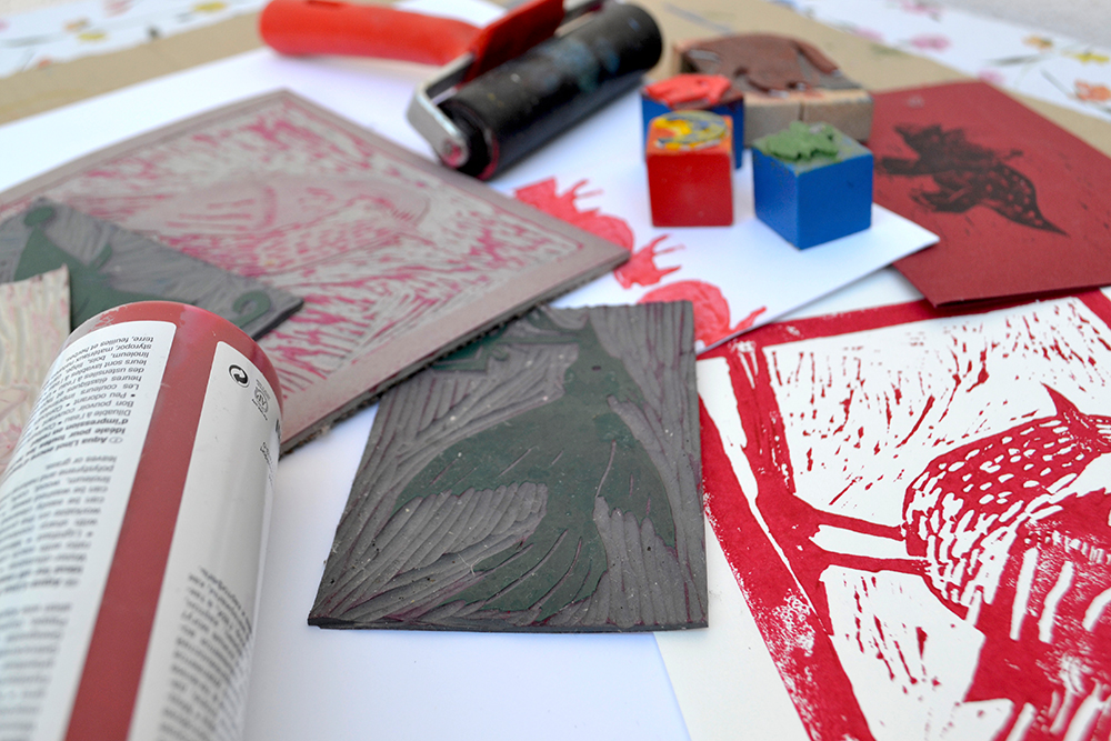 Linoldruck aus dem Kunst- und Kreativworkshop-Projekt "AugusteART"